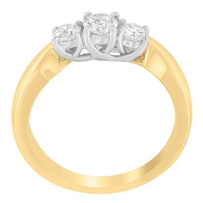 14K Two-Toned Gold 1/2 CTTW Round-cut Diamond Ring (G-H, SI1-SI2) - Bijoux-NYC Direct