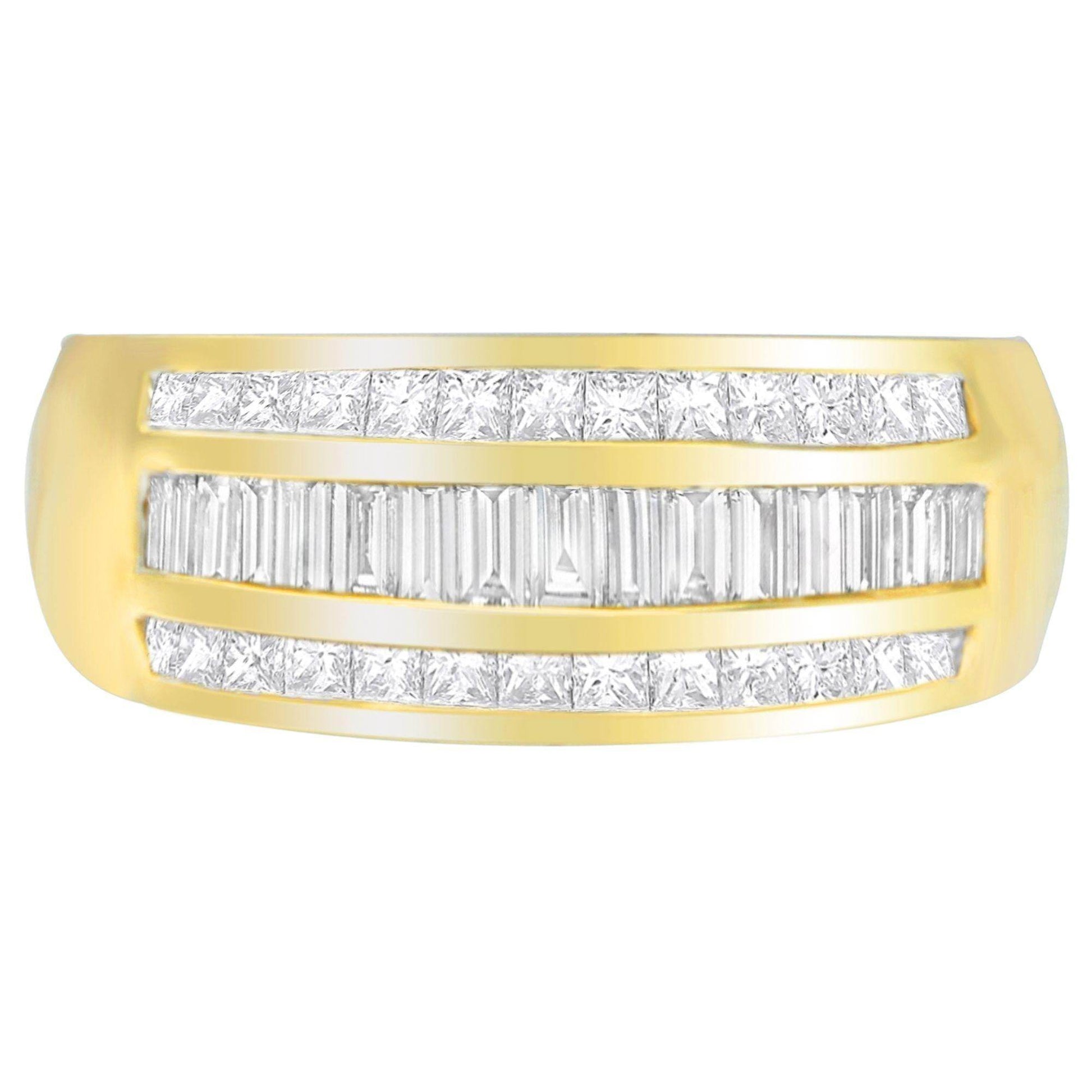 14K Yellow Gold 1ct. TDW Princess and Baguette-Cut Diamond Ring(H-I, SI1-SI2) - Bijoux-NYC Direct