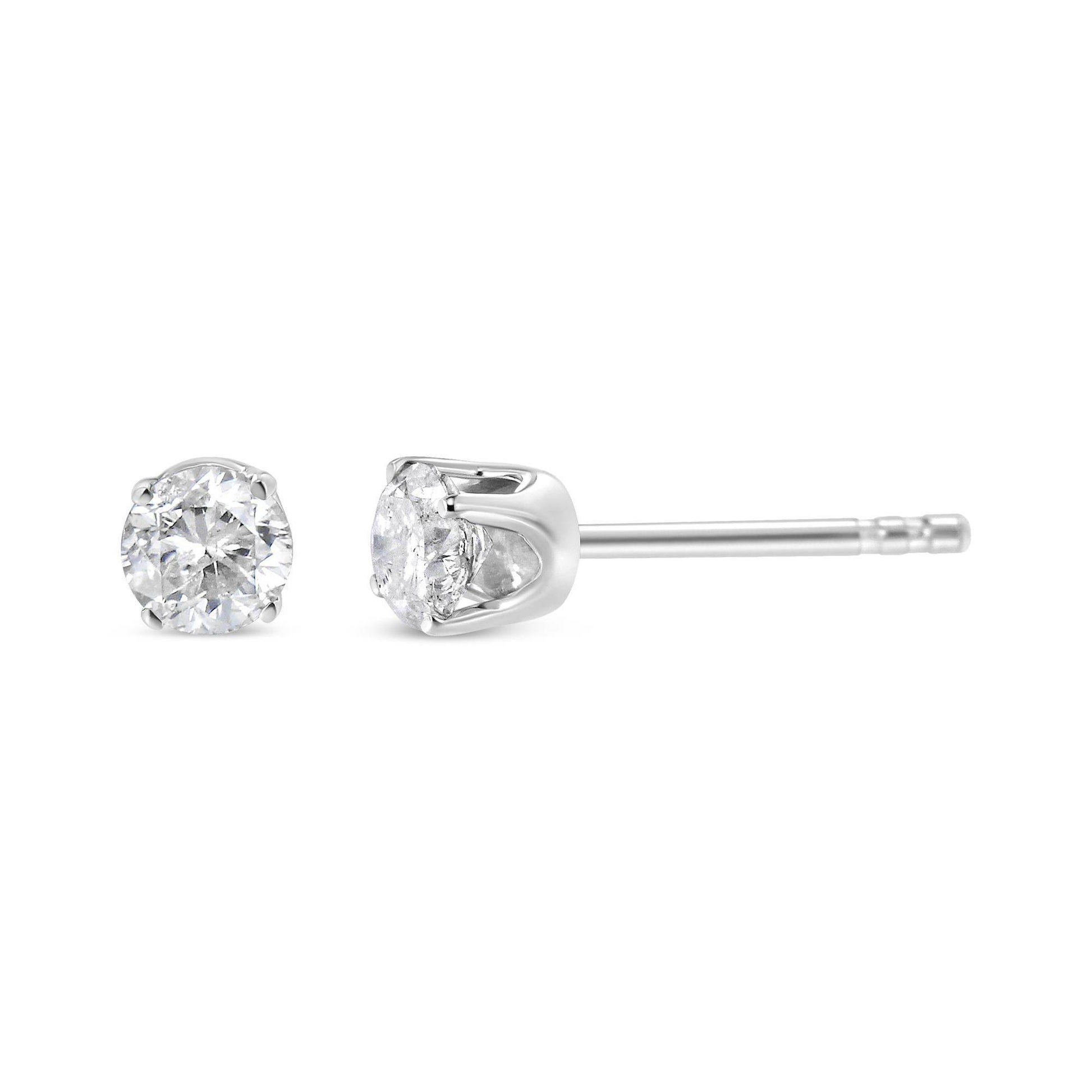 14K White Gold 5/8 Cttw Round Brilliant-Cut Lab Grown Diamond Classic 4-Prong Push back Stud Earrings (F-G Color, VS1-VS2 Clarity) - Bijoux-NYC Direct
