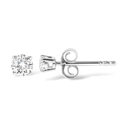 .925 Sterling Silver 1/2 Cttw Round Brilliant-Cut Lab Grown Diamond Classic 4-Prong Stud Earrings (F-G Color, VS1-VS2 Clarity) - Bijoux-NYC Direct