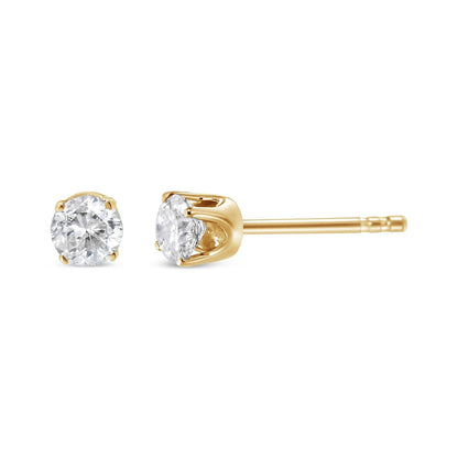 14K Yellow Gold 1/2 Cttw Round-Cut Diamond Solitaire Stud Earrings (O-P Color, SI2-I1 Clarity) - Bijoux-NYC Direct
