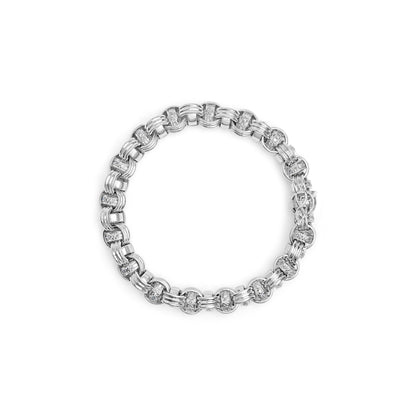 14K White Gold 1/2 Cttw Diamond Knotted Byzantine Link Bracelet (H-I Color, I2-I3 Clarity) - 7" Inches