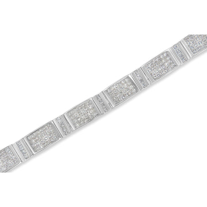 14K White Gold 7.0 Cttw Princess Cut Diamond 7" Alternating Vertical and Horizontal Rectangular Link Tennis Bracelet (H-I Color, SI2-I1 Clarity) - Bijoux-NYC Direct