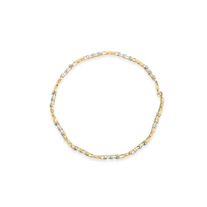 10k Yellow Gold 1/3 Cttw Diamond 3 Stone and X-Link Bracelet (I-J Color, I1-I2 Clarity) - 7.50" Inches
