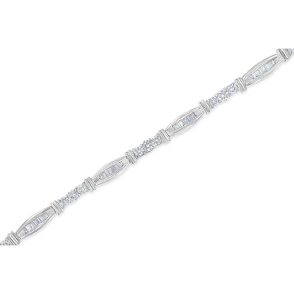 10K White Gold Geometric Pattern Diamond Tennis Bracelet (3 cttw, H-I Color, SI2-I1 Clarity) - Bijoux-NYC Direct