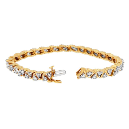 14K Yellow Gold Round-Cut Diamond Bracelet (4.00 cttw, H-I Color, I1-I2 Clarity) - Bijoux-NYC Direct