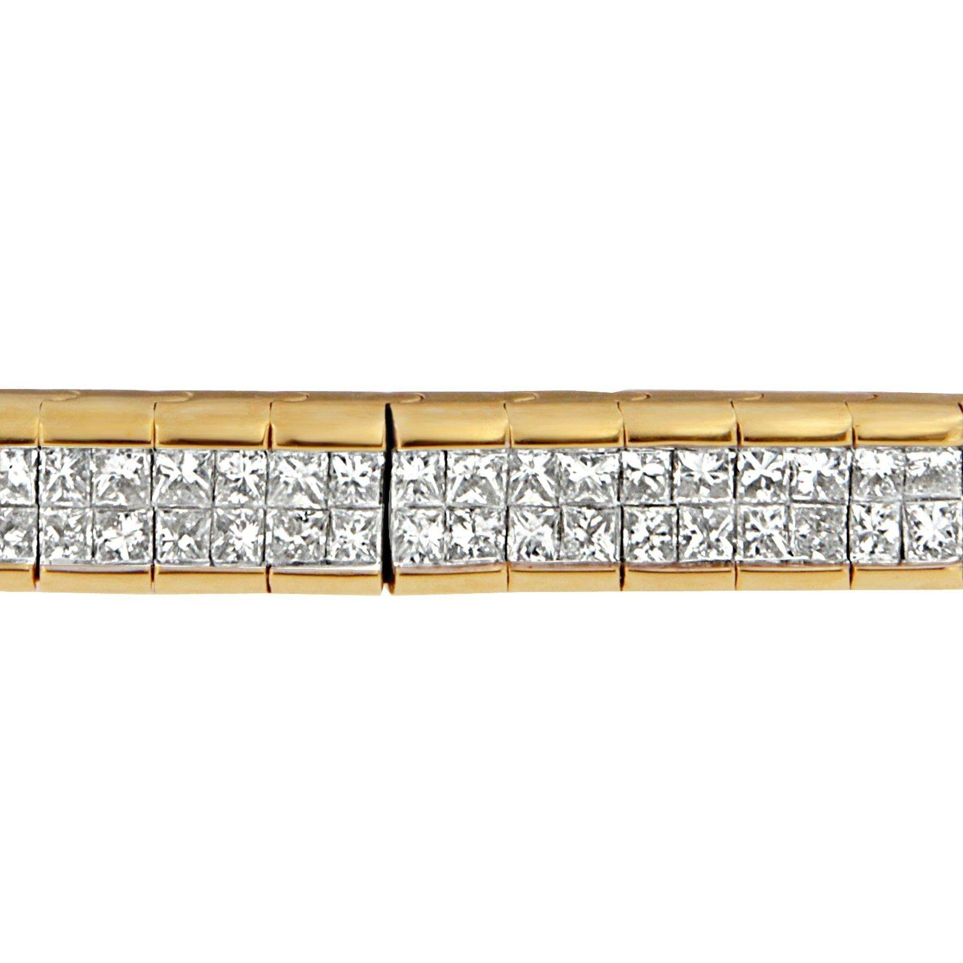 14K Yellow Gold Princess Cut Diamond Banded Bracelet (1.00 cttw, G-H Color, VS1-VS2 Clarity) - Bijoux-NYC Direct