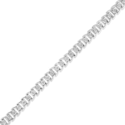 .925 Sterling Silver 1/4 Cttw Miracle Set Round Diamond Composite Open Linked Composite Line Bracelet (I-J Color, I3-Promo Clarity) - 7.5" - Bijoux-NYC Direct