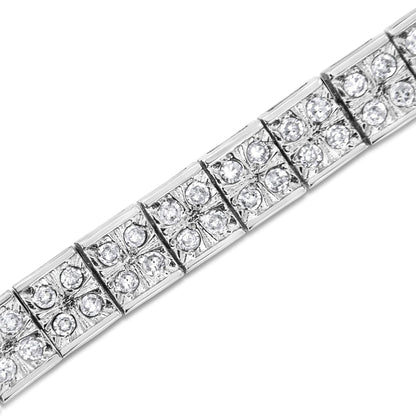 .925 Sterling Silver 2 Cttw Prong Set Round-Cut Diamond 4 Stone Box Link Bracelet (I-J Color, I3 Clarity) - 7.25" - Bijoux-NYC Direct