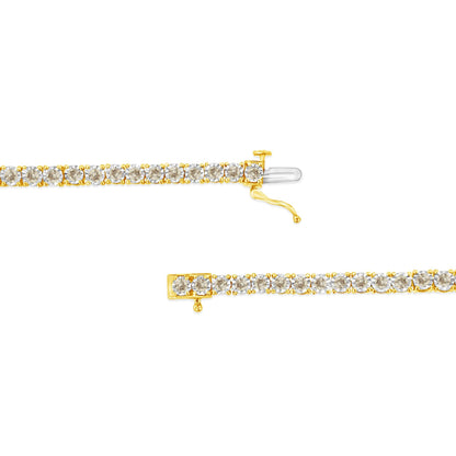 14K Yellow Gold Plated .925 Sterling Silver 3.0 Cttw Miracle-Set Diamond Tennis Bracelet (L-M Color, I2-I3 Clarity) - 7.25" - Bijoux-NYC Direct