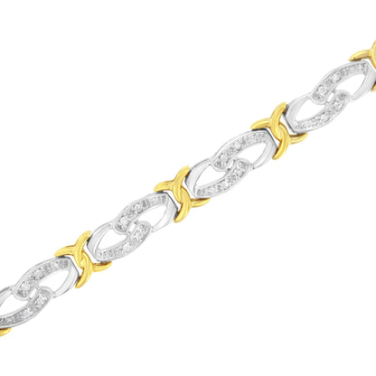 10k Yellow Gold Plated Sterling Silver 1/4 cttw Diamond Infinity and X Link Bracelet (I-J Clarity, I2-I3 Color) - Size 7.25" - Bijoux-NYC Direct