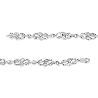 .925 Sterling Silver Prong Set Diamond Accent Infinity Weave Link 7.25" Bracelet (I-J Color, I3 Clarity) - Bijoux-NYC Direct