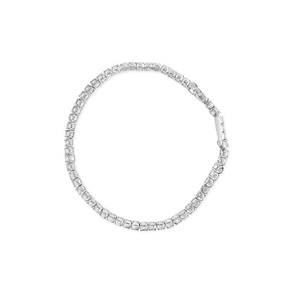 .925 Sterling Silver 1.0 Cttw Diamond Collar Line Link Bracelet (I-J Color, I1-I2 Clarity) - Size 7.25" Inches