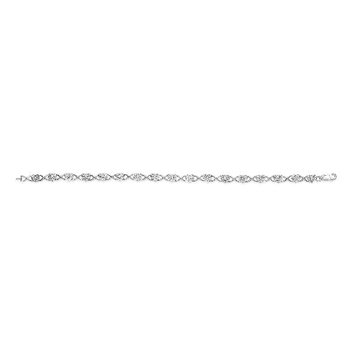 Silver bracelet with small diamonds on a white background