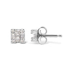 Diamond stud earrings on a white background