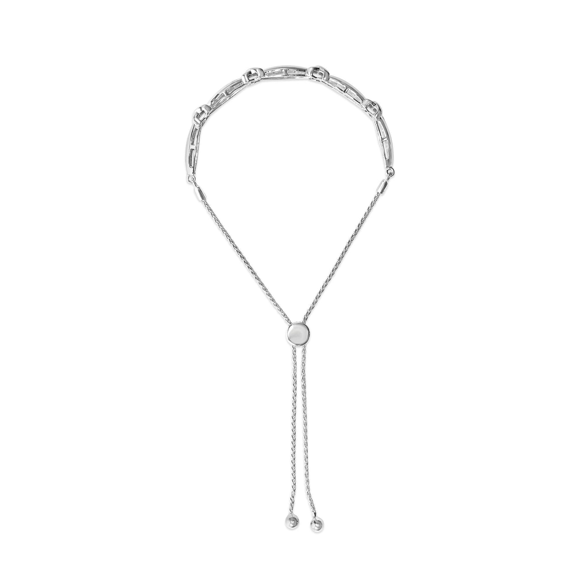 .925 Sterling Silver 1/10 Cttw Diamond X Link Bolo Bracelet (I-J Color, I2-I3 Clarity) - Bijoux-NYC Direct