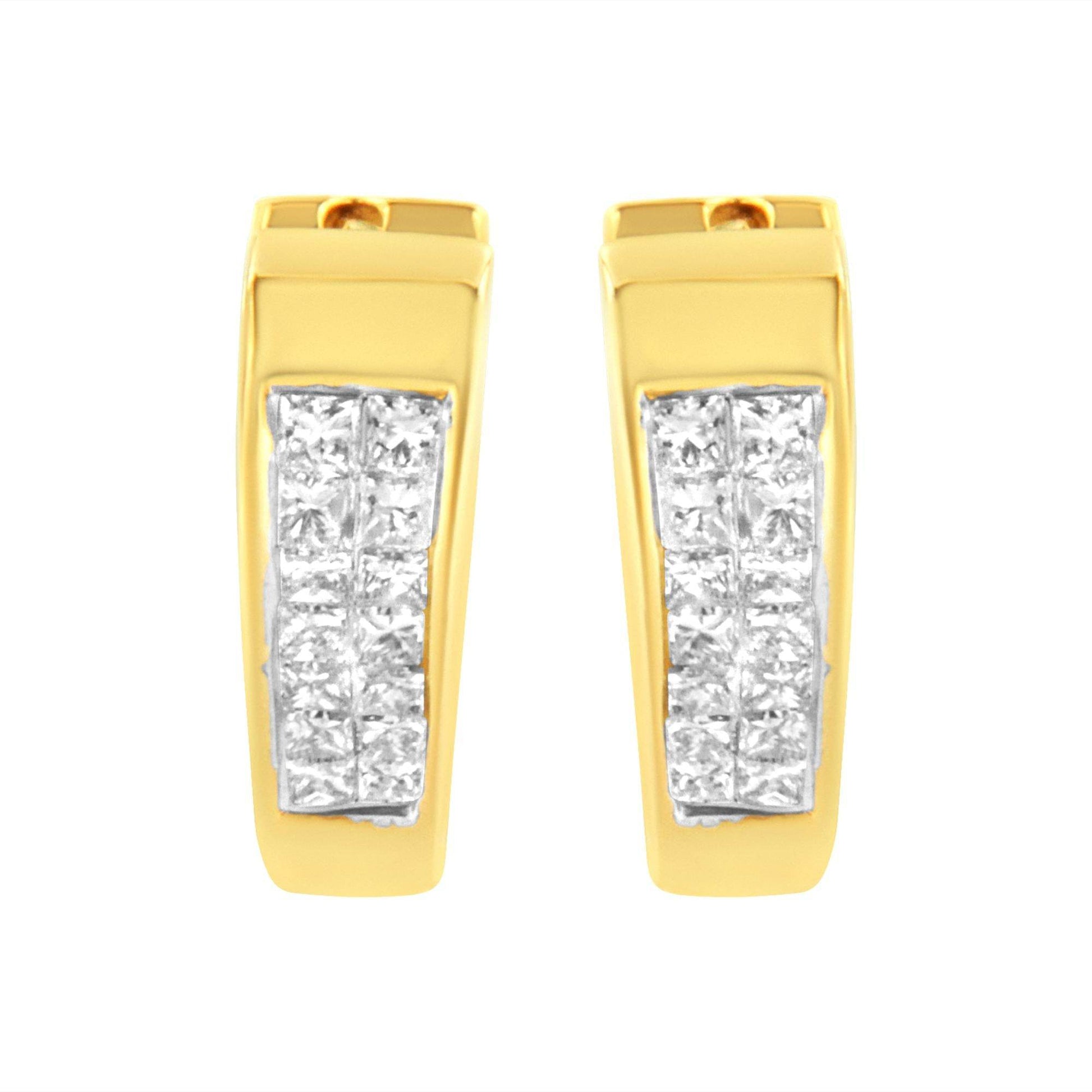 14K Yellow Gold Diamond Huggy Earrings (1/2 cttw, H-I Color, SI2-I1 Clarity) - Bijoux-NYC Direct