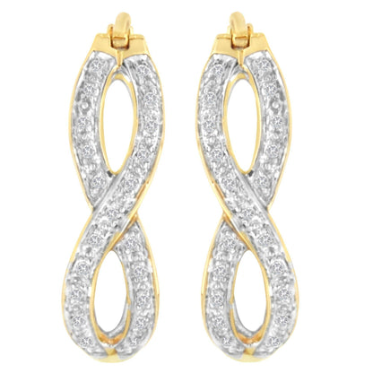 10K Yellow and White Gold 1/4 cttw Diamond Double Infinity Hoop Earrings (I-J Clarity, I1-I2 Color) - Bijoux-NYC Direct