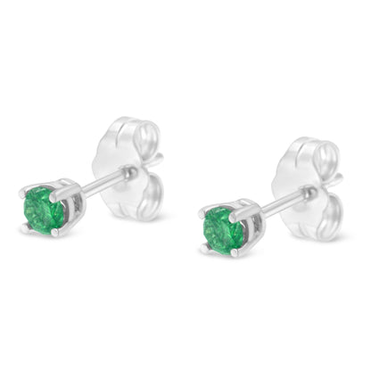 .925 Sterling Silver 1/4 Cttw Round Brilliant-Cut Green Diamond Classic 4-Prong Stud Earrings (Fancy Color-Enhanced, I2-I3 Clarity) - Bijoux-NYC Direct