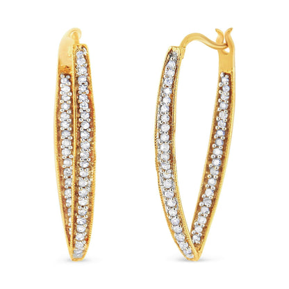 10K Yellow Gold 1/2 Cttw Round-Cut Diamond Modern Hoop Earrings (I-J Color, I2-I3 Clarity) - Bijoux-NYC Direct