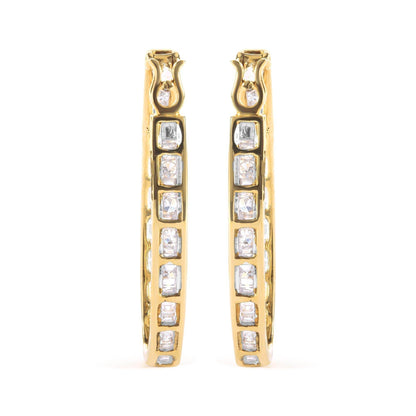 10K Yellow Gold 1.00 Cttw Round and Baguette-Cut Diamond U-Hoop Earrings (H-I Color, SI2-I1 Clarity) - Bijoux-NYC Direct