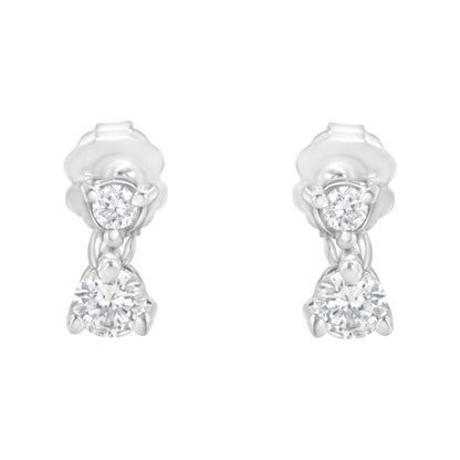 14KT White Gold 1/2 cttw Double Diamond Dangle Stud Earrings (H-I, I1-I2) - Bijoux-NYC Direct
