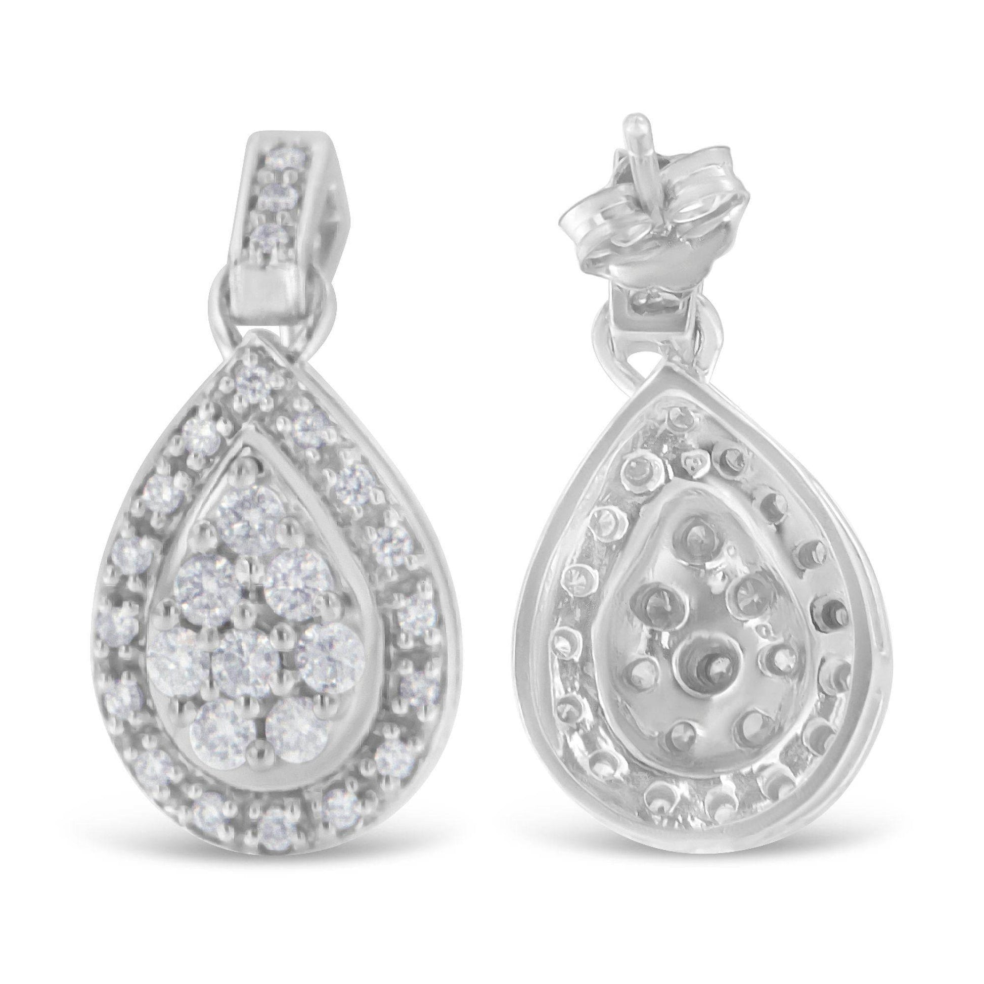 10k White Gold Round Cut Diamond Earrings (0.75 cttw, H-I Color, I1-I2 Clarity) - Bijoux-NYC Direct