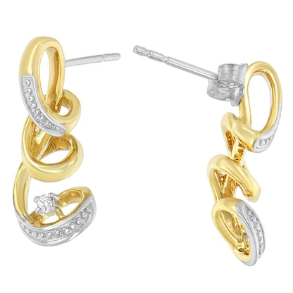 Espira 10K Two Tone Gold Round cut Diamond Earring (0.05 cttw, J-K Color, I2-I3 Clarity) - Bijoux-NYC Direct
