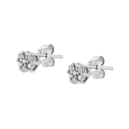 .925 Sterling Silver 1/10 cttw Prong Set Round-Cut Trio Diamond Stud Earrings (I-J Color, I3 Clarity) - Bijoux-NYC Direct