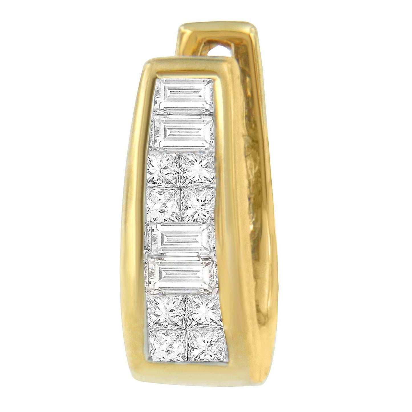 14k Yellow Gold 1/2ct TDW Princess and Baguette Diamond Earrings (I-J,VS1-VS2) - Bijoux-NYC Direct