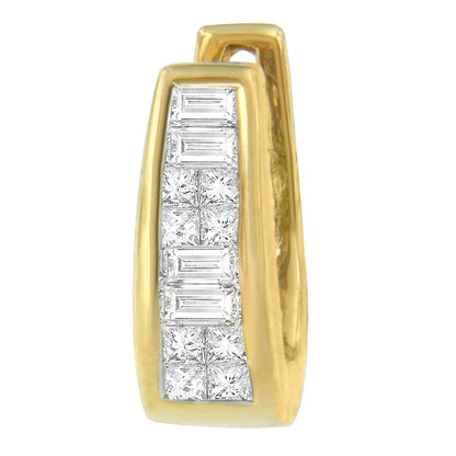 14k Yellow Gold 1/2ct TDW Princess and Baguette Diamond Earrings (I-J,VS1-VS2) - Bijoux-NYC Direct