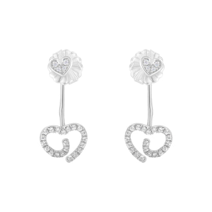 .925 Sterling Silver 1/4 Cttw Diamond Swirl Heart Front/Back Earrings (I-J Color, I2-I3 Clarity) - Bijoux-NYC Direct
