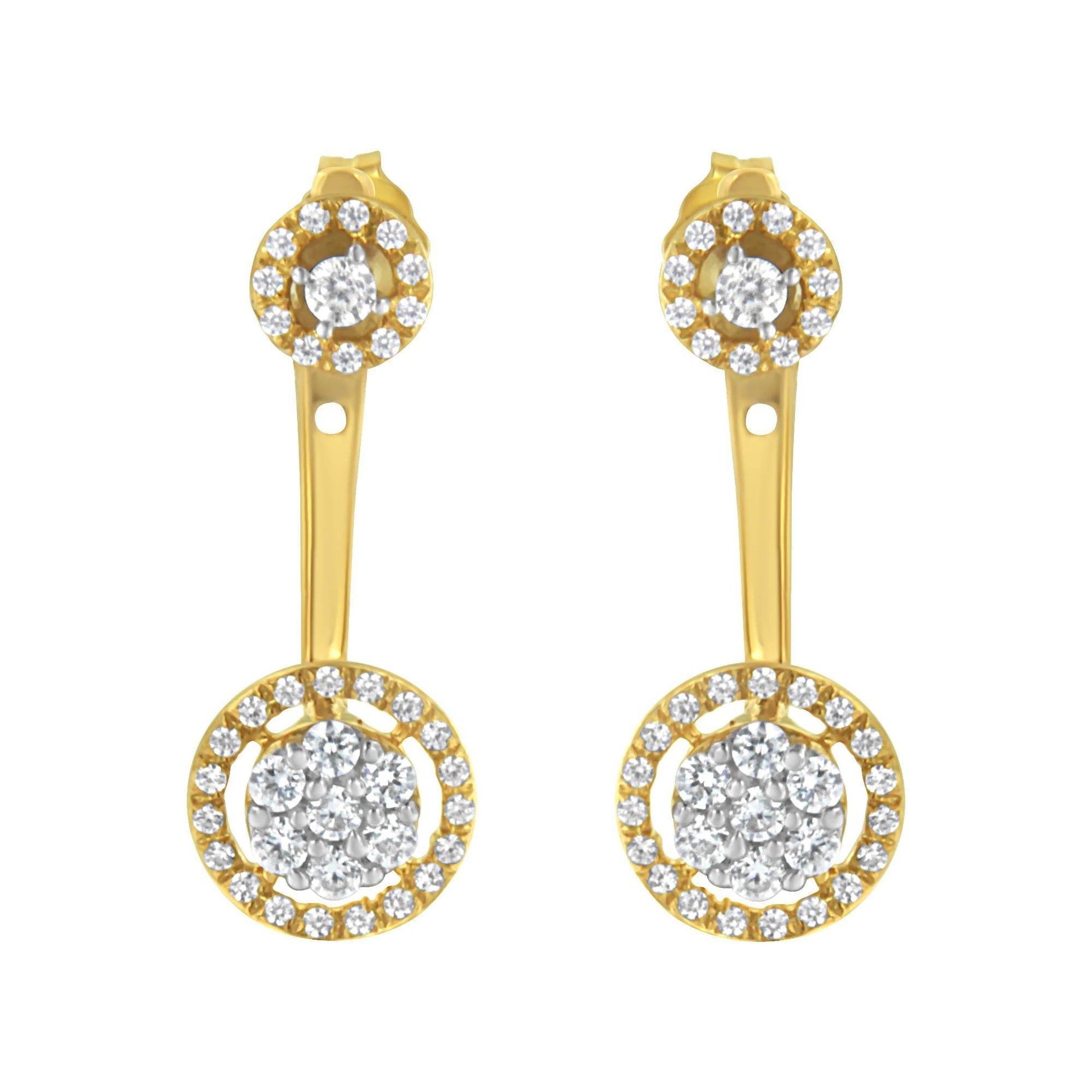 14K Yellow Gold Plated .925 Sterling Silver 5/8 Cttw Diamond Removable Stud and Dangle Earrings (I-J Color, I2-I3) - Bijoux-NYC Direct
