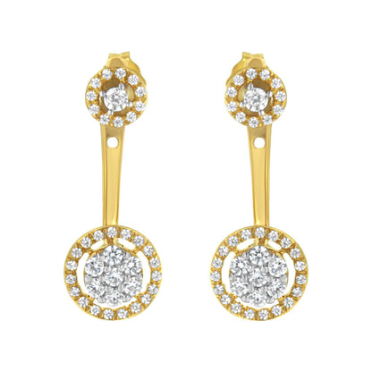 14K Yellow Gold Plated .925 Sterling Silver 5/8 Cttw Diamond Removable Stud and Dangle Earrings (I-J Color, I2-I3) - Bijoux-NYC Direct