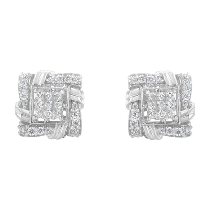 .925 Sterling Silver 1/2 Cttw Round-Cut Diamond Stud Earrings (I-J Color, I1-I2 Clarity) - Bijoux-NYC Direct