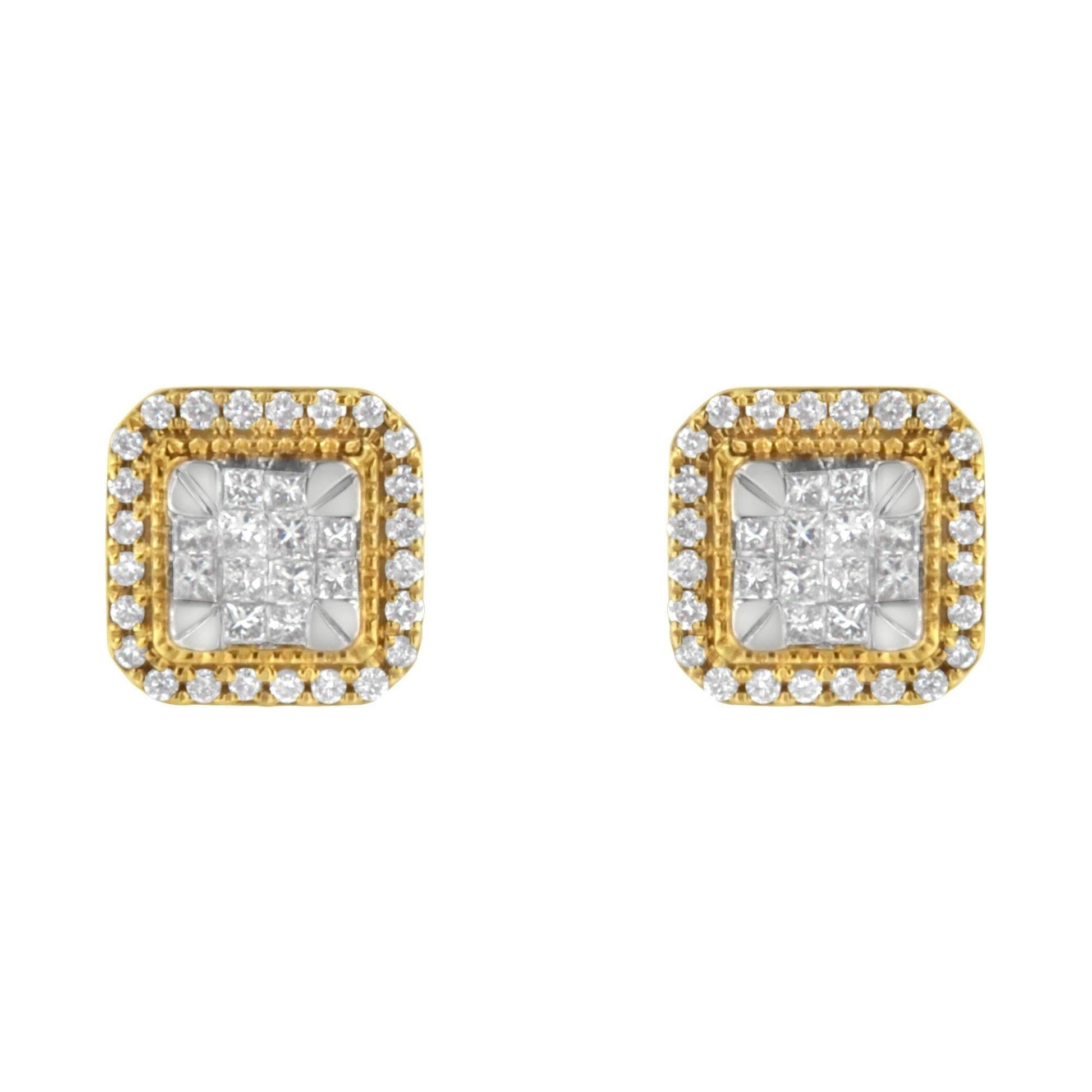 10KT Yellow Gold Diamond Stud Earrings (1/2 cttw, H-I Color, SI2-I1 Clarity) - Bijoux-NYC Direct