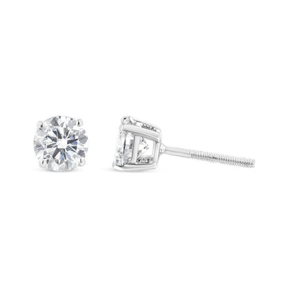 14K White Gold 1 1/2 Cttw Lab Grown Diamond Solitaire Stud Earrings with Screwbacks (F-G Color, VS2-SI1 Clarity) - Bijoux-NYC Direct
