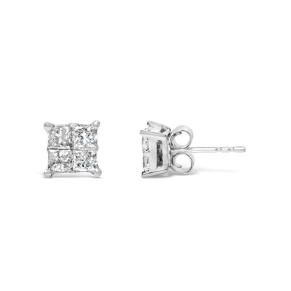10K White Gold Diamond Stud Earrings (3/4 cttw, H-I Color, SI2-I1 Clarity) - Bijoux-NYC Direct