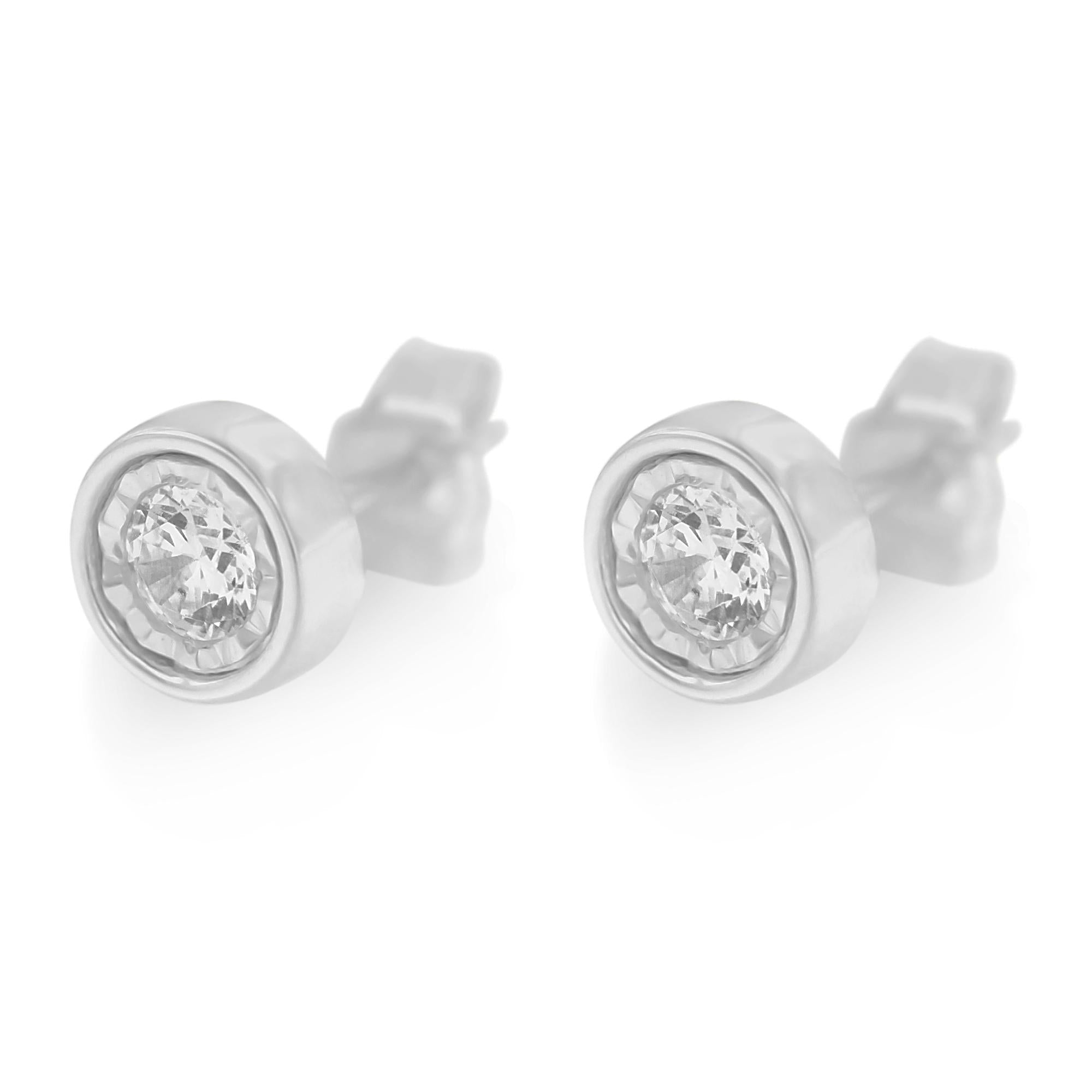 10K White Gold Diamond Floral Stud Earrings (3/8 cttw, I-J Color, I2-I3 Clarity) - Bijoux-NYC Direct
