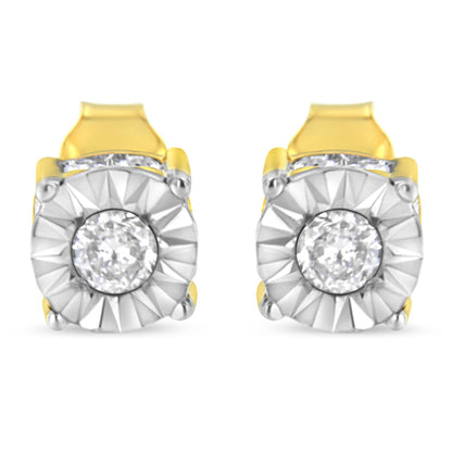 10K Yellow Gold Plated Sterling Silver 1/2 Cttw Miracle Set Diamond Stud Earring (J-K Color, I2-I3 Clarity) - Bijoux-NYC Direct