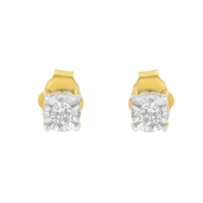 Yellow Plated Sterling Silver Diamond Stud Earring (1/4 cttw, I-J Color, I2-I3 Clarity) - Bijoux-NYC Direct