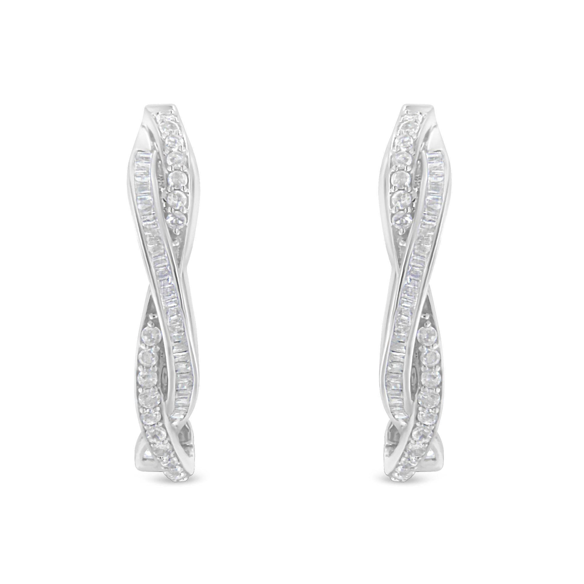 Sterling-Silver Diamond Hoop Earring (0.75 cttw, I-J Color, I2-I3 Clarity) - Bijoux-NYC Direct