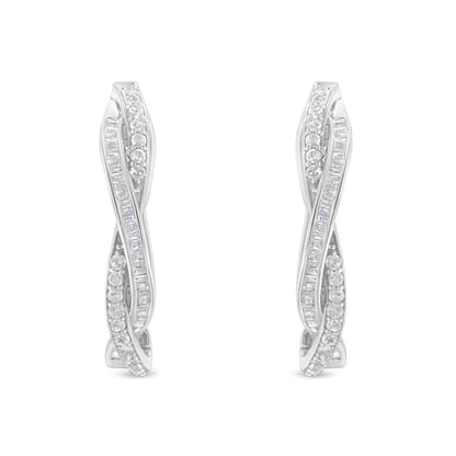 Sterling-Silver Diamond Hoop Earring (0.75 cttw, I-J Color, I2-I3 Clarity) - Bijoux-NYC Direct