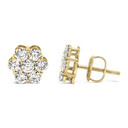 14K White Gold 1 1/2 cttw Prong Set Round-Cut Diamond Floral Cluster Stud Earrings (I-J Color, SI1-SI2 Clarity) - Bijoux-NYC Direct