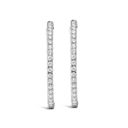 14K White Gold 1 3/4 Cttw Lab Grown Diamond Inside Out Hoop Earrings (G-H Color, VS2-SI1 Clarity) - Bijoux-NYC Direct