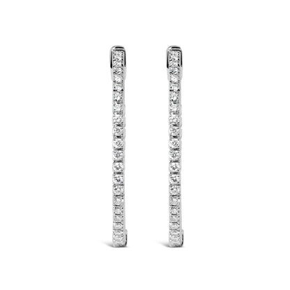 14K White Gold 1 1/2 Cttw Lab Grown Diamond Inside Out Hoop Earrings (G-H Color, VS2-SI1 Clarity) - Bijoux-NYC Direct