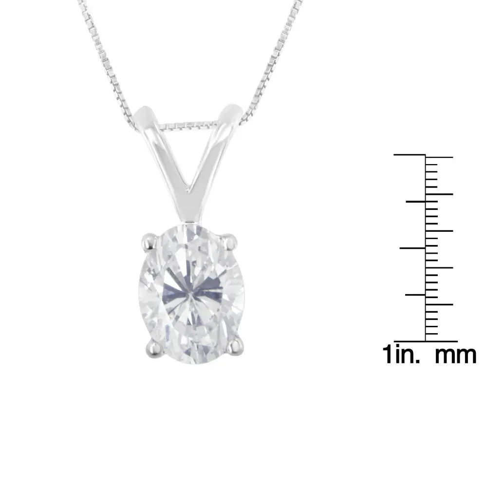 3/8 cttw oval diamond 10k white gold pendant necklace 18 inch igi certified bijoux-nyc direct