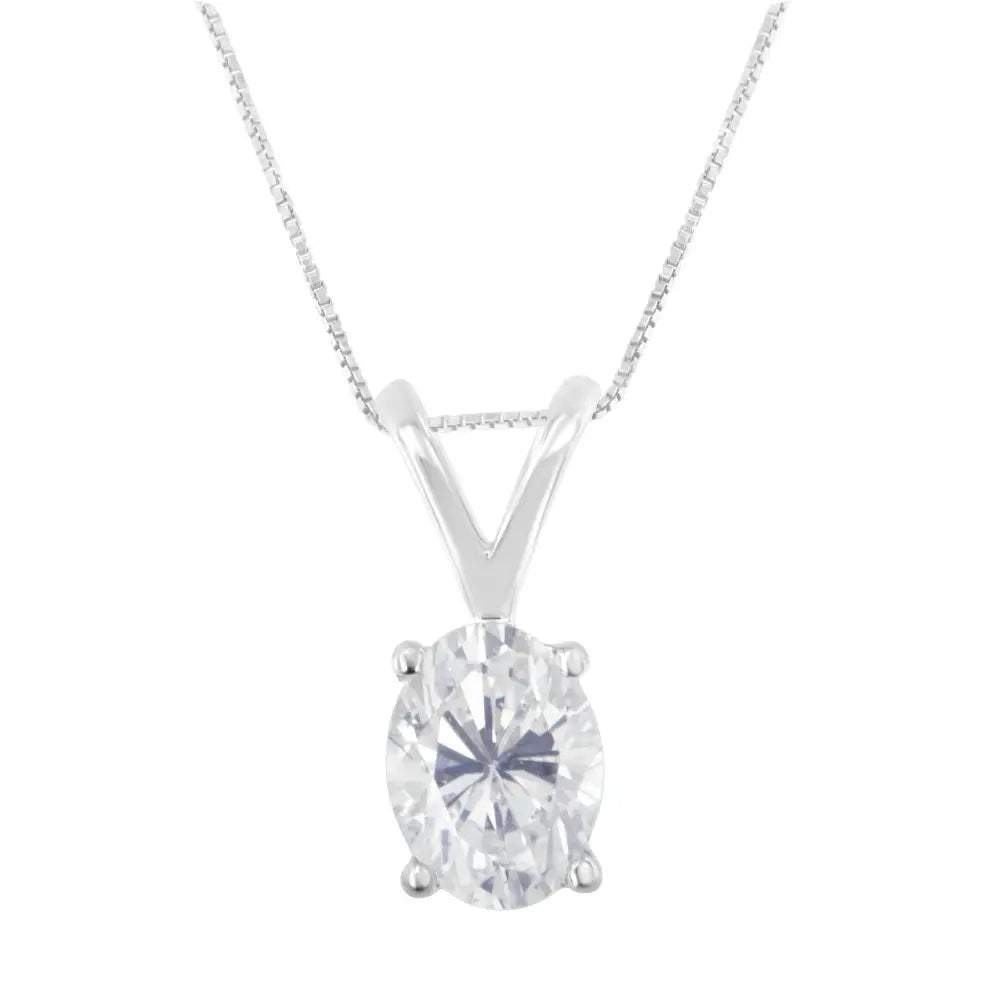 3/8 cttw oval diamond 10k white gold pendant necklace 18 inch igi certified bijoux-nyc direct