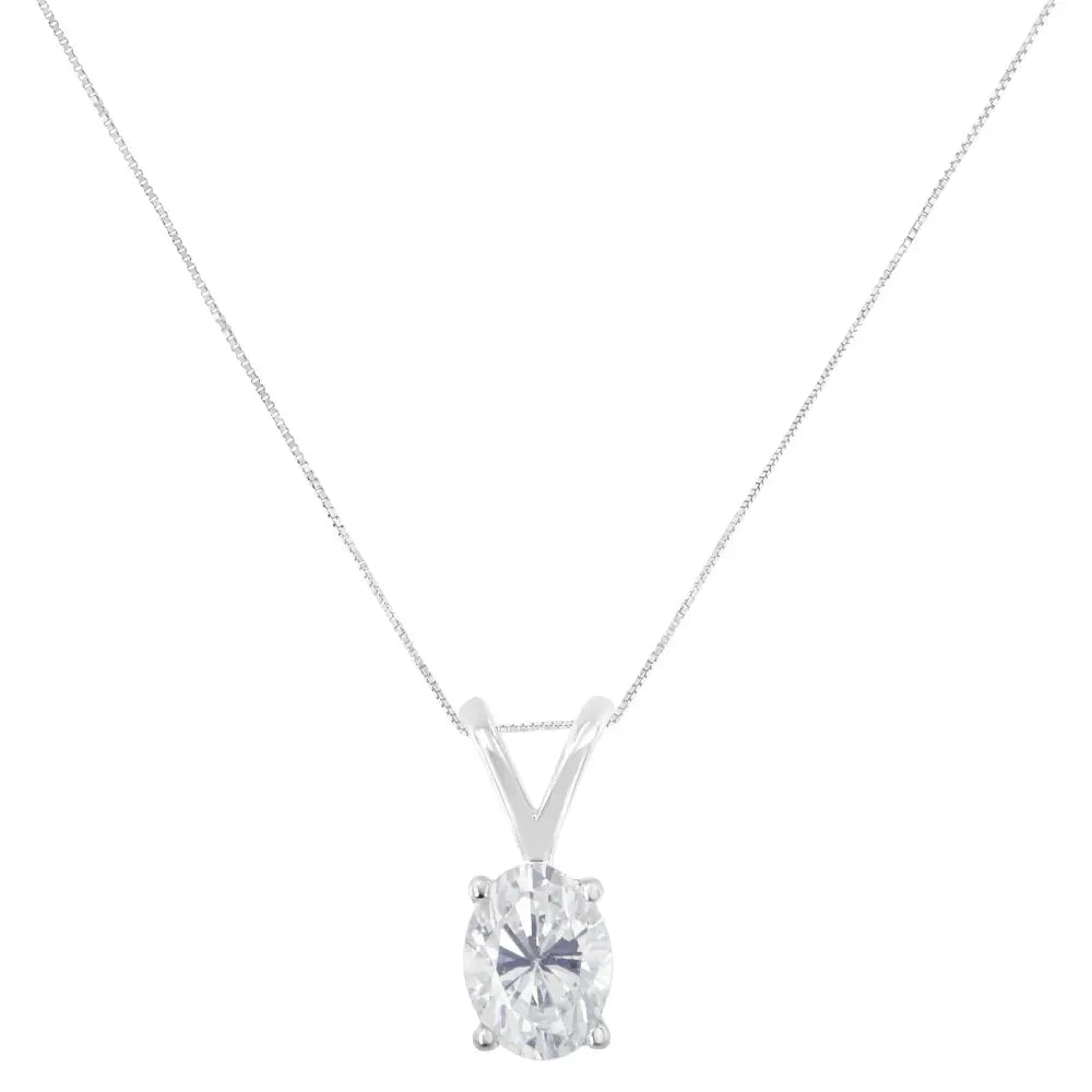 3/8 cttw oval diamond 10k white gold pendant necklace 18 inch igi certified bijoux-nyc direct