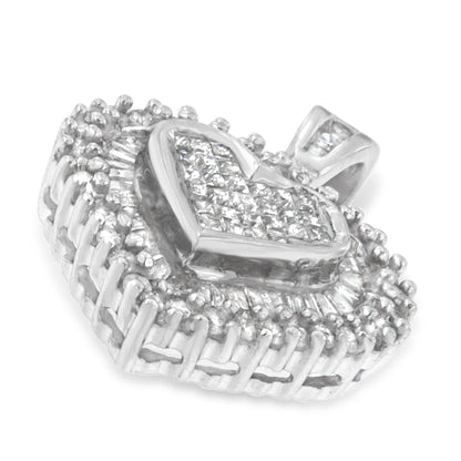 10K White Gold 1 cttw Multi Cut 1 cttw Diamond Heart Pendant Necklace (H-I, I1-I2) - Bijoux-NYC Direct